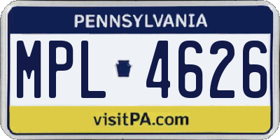 PA license plate MPL4626