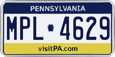 PA license plate MPL4629