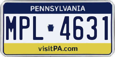 PA license plate MPL4631