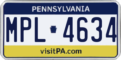 PA license plate MPL4634