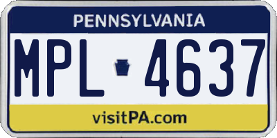 PA license plate MPL4637