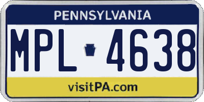 PA license plate MPL4638