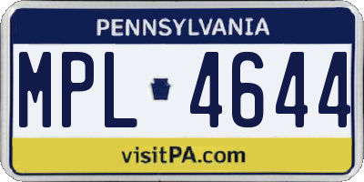 PA license plate MPL4644