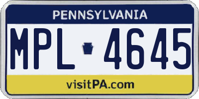 PA license plate MPL4645
