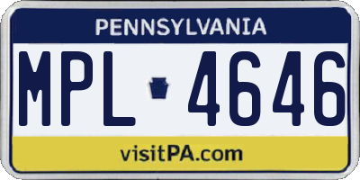 PA license plate MPL4646