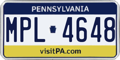 PA license plate MPL4648