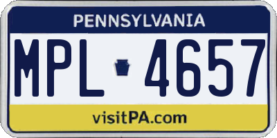 PA license plate MPL4657