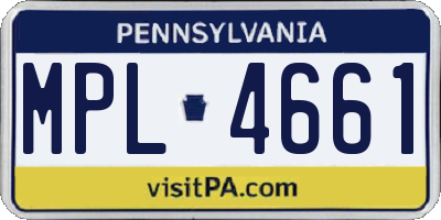 PA license plate MPL4661