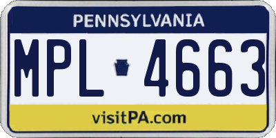 PA license plate MPL4663