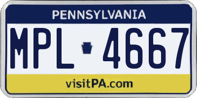 PA license plate MPL4667