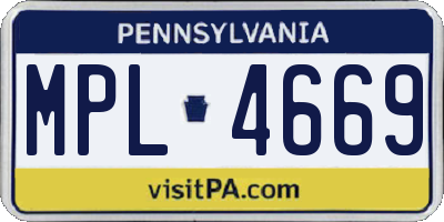 PA license plate MPL4669