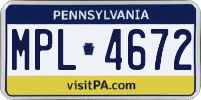 PA license plate MPL4672