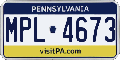 PA license plate MPL4673