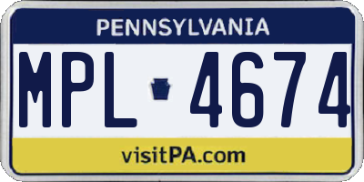 PA license plate MPL4674