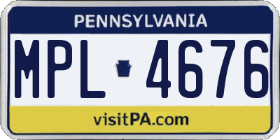 PA license plate MPL4676