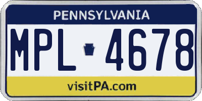 PA license plate MPL4678