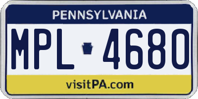 PA license plate MPL4680