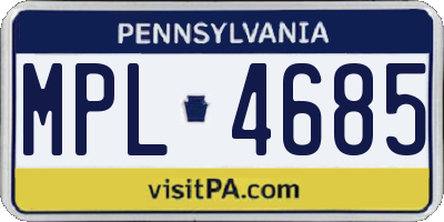 PA license plate MPL4685