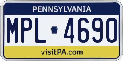 PA license plate MPL4690