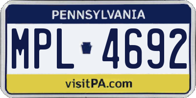 PA license plate MPL4692