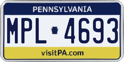 PA license plate MPL4693