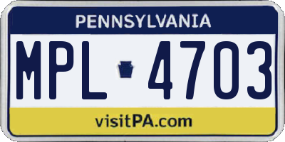 PA license plate MPL4703