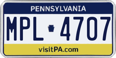 PA license plate MPL4707