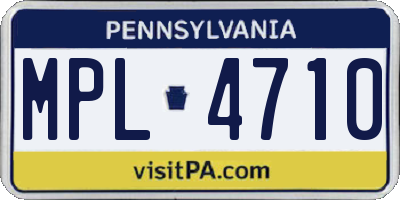 PA license plate MPL4710