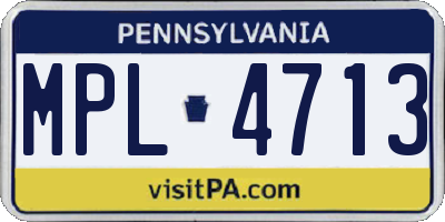 PA license plate MPL4713