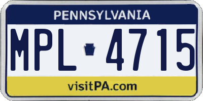 PA license plate MPL4715