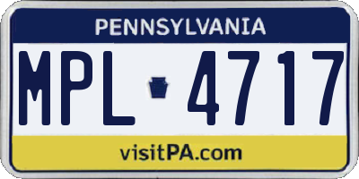 PA license plate MPL4717