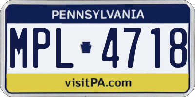 PA license plate MPL4718