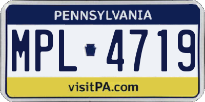 PA license plate MPL4719
