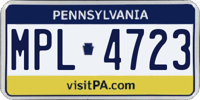 PA license plate MPL4723