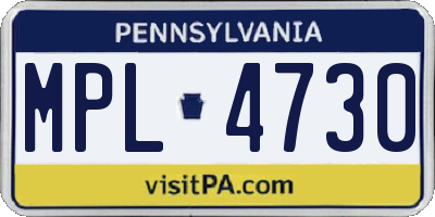 PA license plate MPL4730