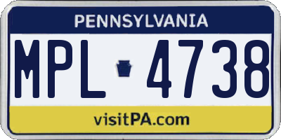PA license plate MPL4738