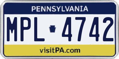 PA license plate MPL4742