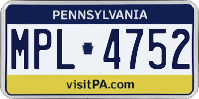 PA license plate MPL4752