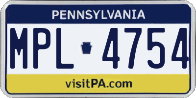 PA license plate MPL4754