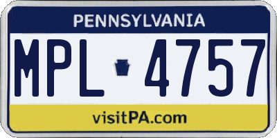 PA license plate MPL4757