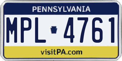 PA license plate MPL4761