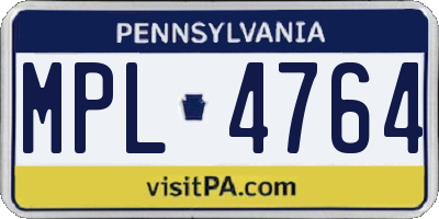 PA license plate MPL4764