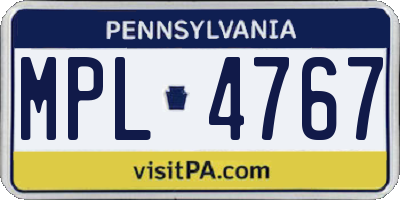 PA license plate MPL4767