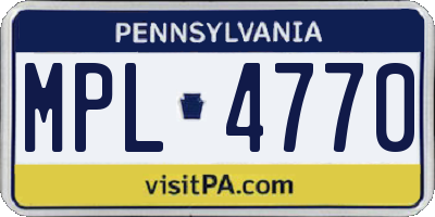 PA license plate MPL4770