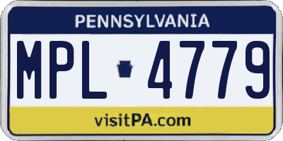 PA license plate MPL4779