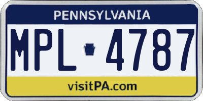 PA license plate MPL4787