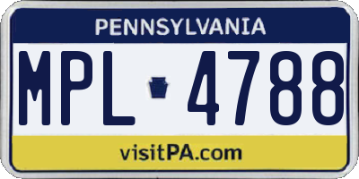PA license plate MPL4788