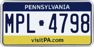 PA license plate MPL4798