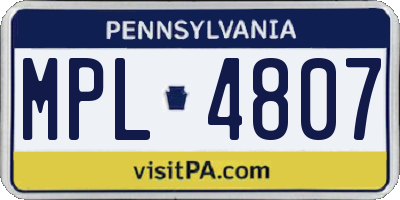 PA license plate MPL4807