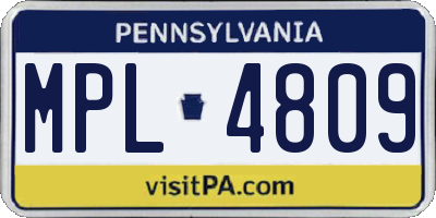 PA license plate MPL4809